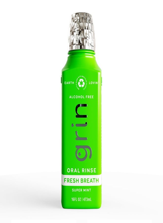 Grin Fresh Breath Oral Rinse, 16 Fl Oz, Fresh Breath Mouthwash, Super Mint Flavored, Alcohol-Free - Image 1